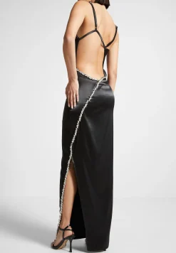Embellished Open Back Satin Midaxi Dress -^Manière De Voir Outlet