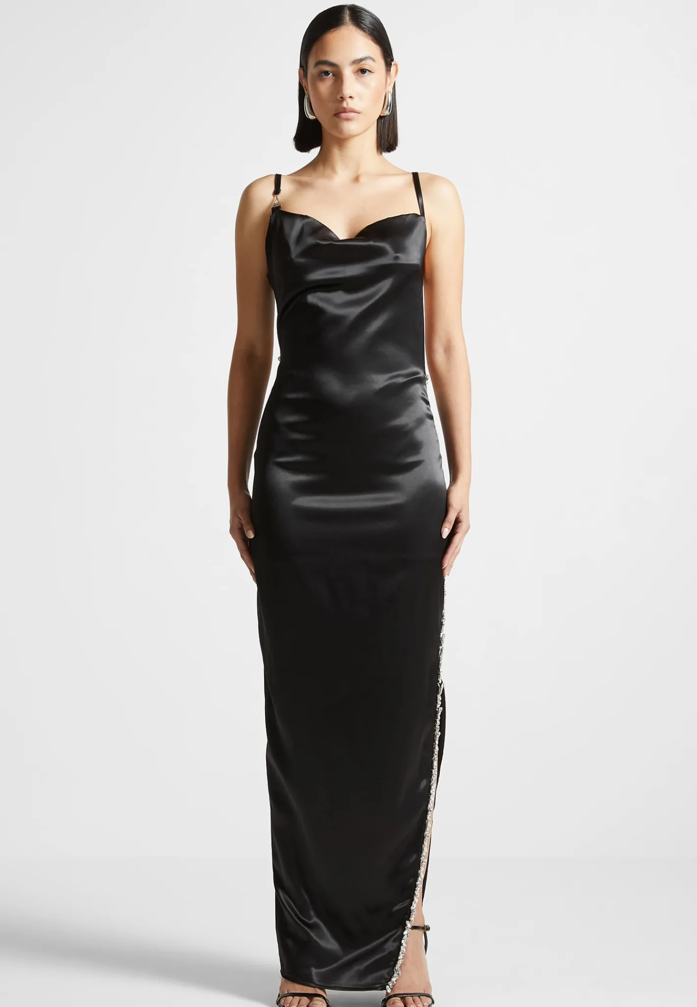 Embellished Open Back Satin Midaxi Dress -^Manière De Voir Outlet