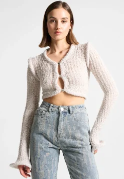 Flared Sleeve Textured Knit Cardigan -^Manière De Voir New