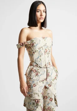 Floral Jacquard Bardot Corset Top -^Manière De Voir Best