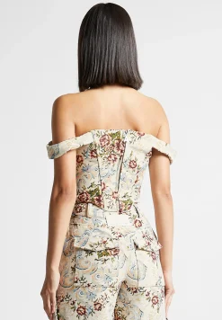 Floral Jacquard Bardot Corset Top -^Manière De Voir Best