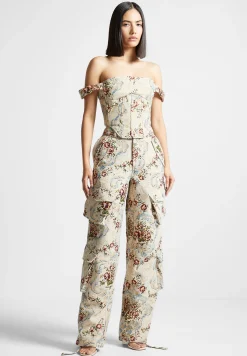 Floral Jacquard Bardot Corset Top -^Manière De Voir Best
