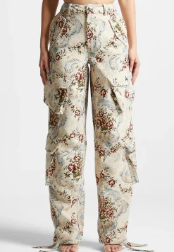 Floral Jacquard High Waisted Cargo Pants -^Manière De Voir Online