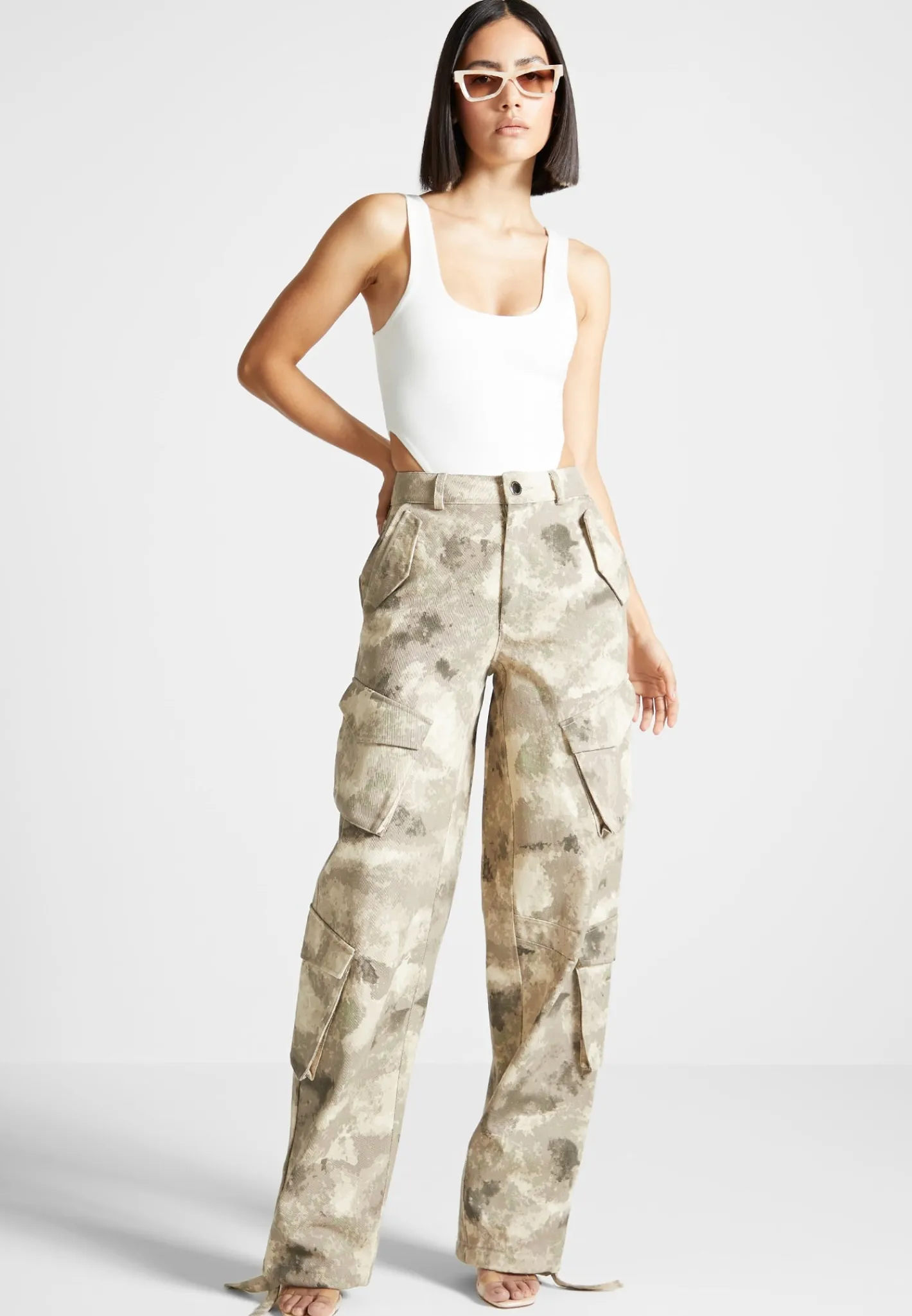 High Waisted Camo Cargo Pants - Beige^Manière De Voir Clearance