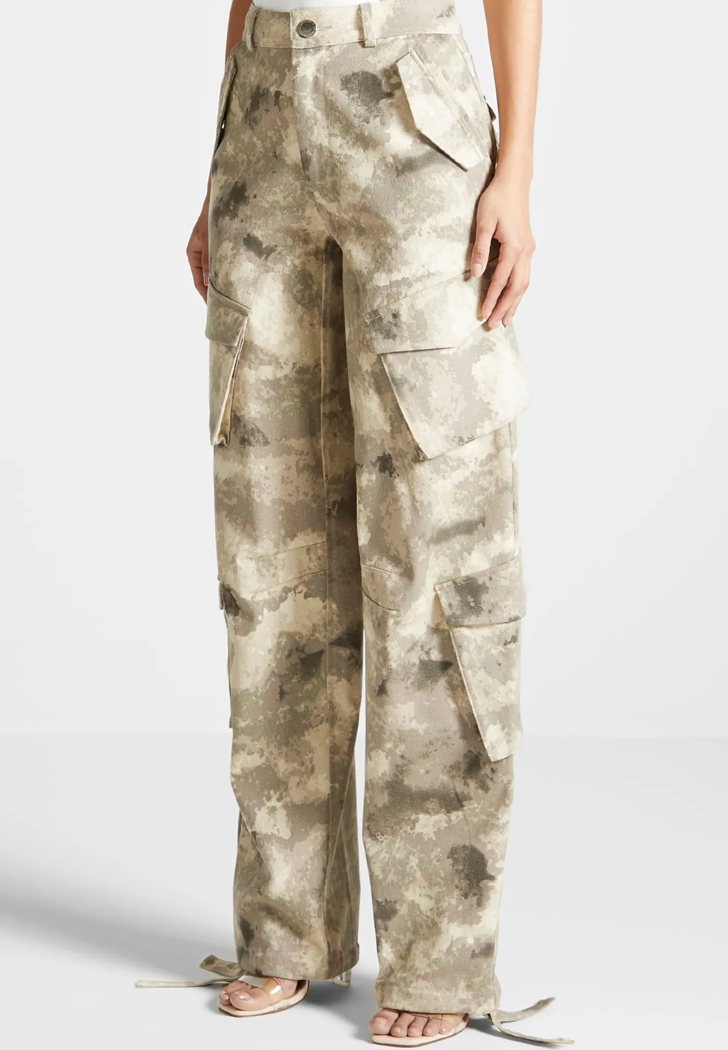 High Waisted Camo Cargo Pants - Beige^Manière De Voir Clearance