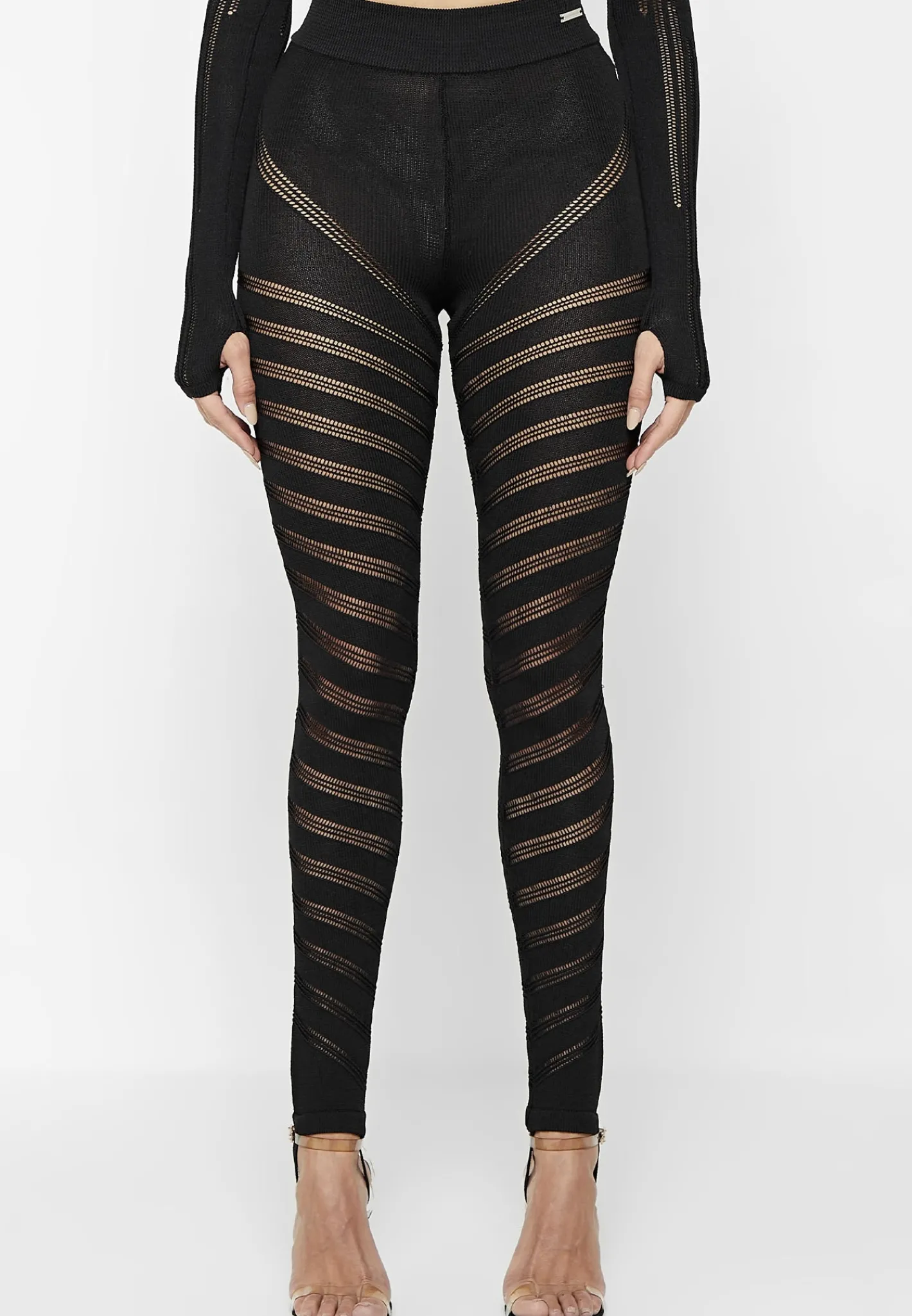 High Waisted Knitted Spiral Contour Leggings -^Manière De Voir Sale