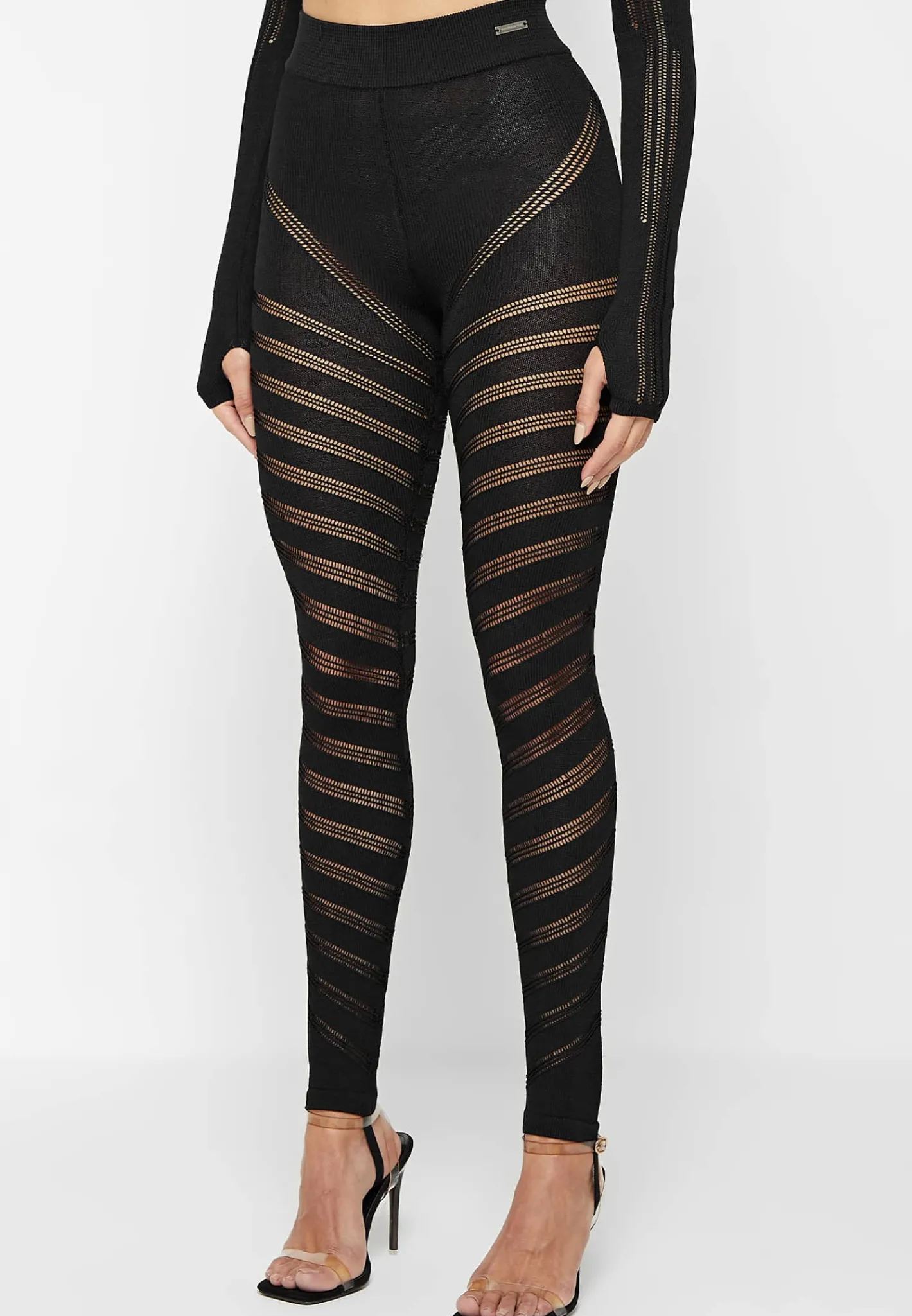 High Waisted Knitted Spiral Contour Leggings -^Manière De Voir Sale