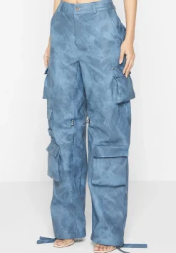 High Waisted Vintage Marble Leather Cargo Pants - Washed^Manière De Voir Clearance
