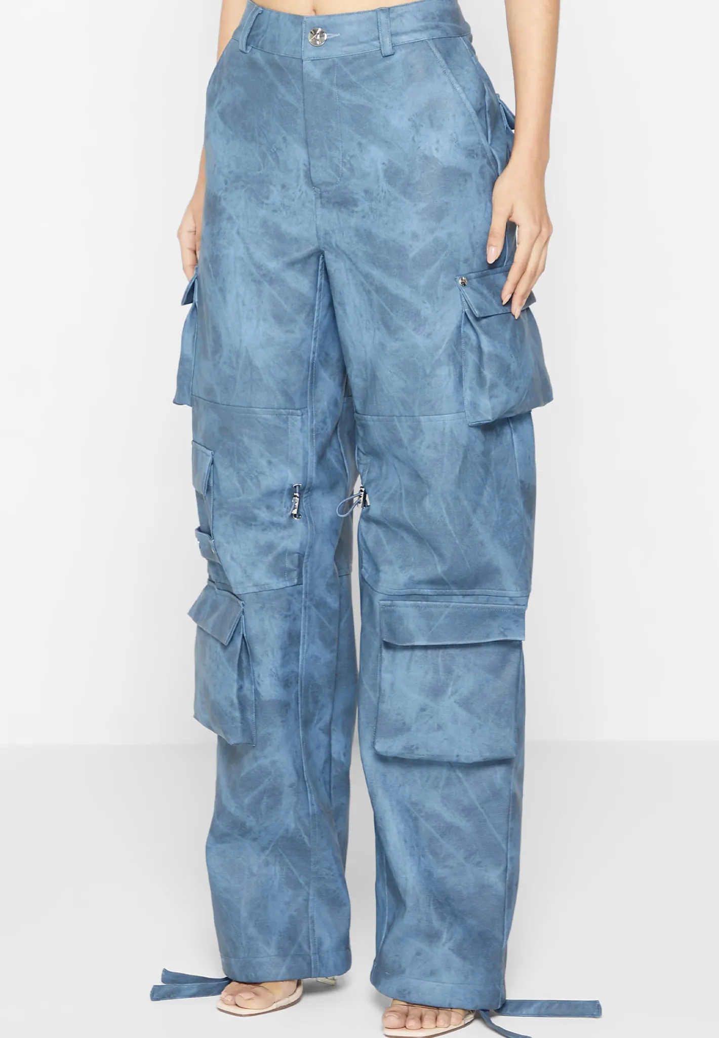 High Waisted Vintage Marble Leather Cargo Pants - Washed^Manière De Voir Clearance