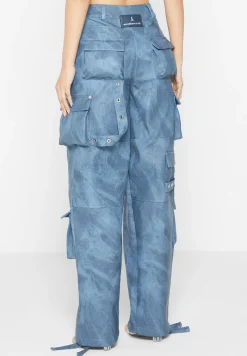 High Waisted Vintage Marble Leather Cargo Pants - Washed^Manière De Voir Clearance