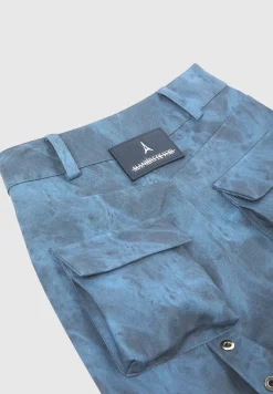 High Waisted Vintage Marble Leather Cargo Pants - Washed^Manière De Voir Clearance