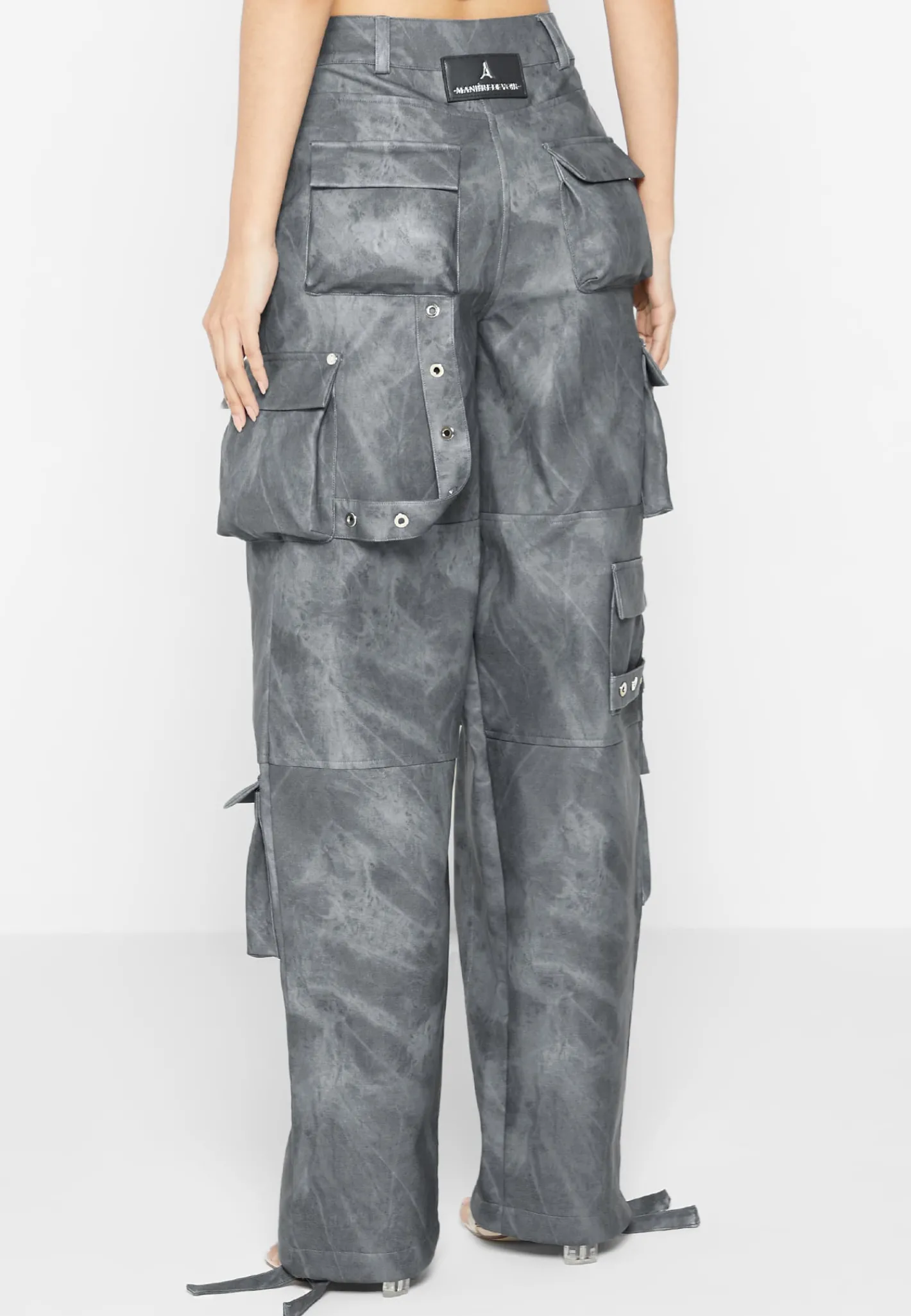 High Waisted Vintage Marble Leather Cargo Pants - Washed^Manière De Voir Fashion