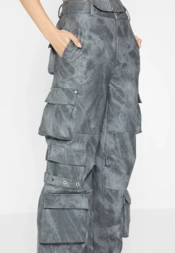 High Waisted Vintage Marble Leather Cargo Pants - Washed^Manière De Voir Fashion
