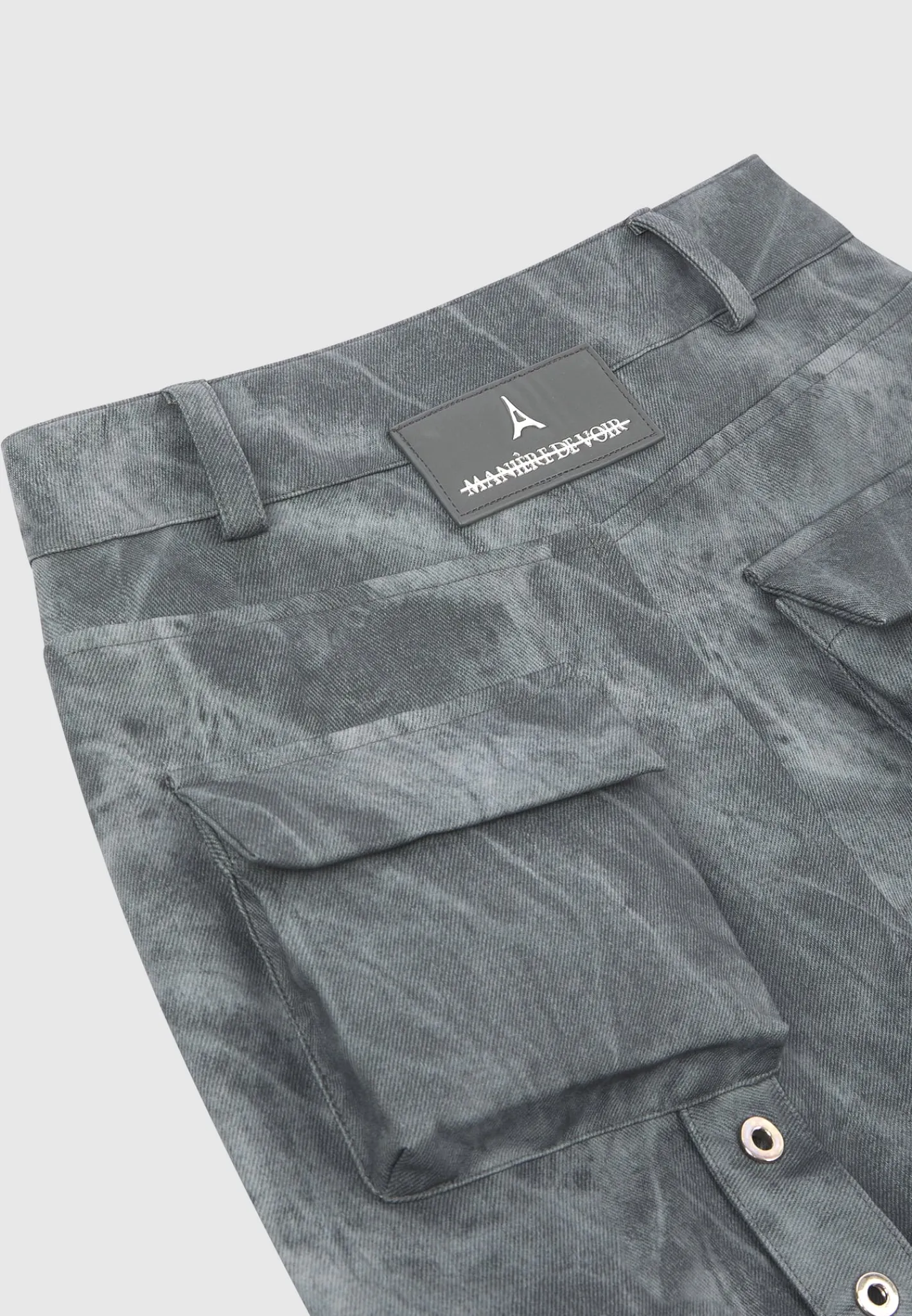 High Waisted Vintage Marble Leather Cargo Pants - Washed^Manière De Voir Fashion