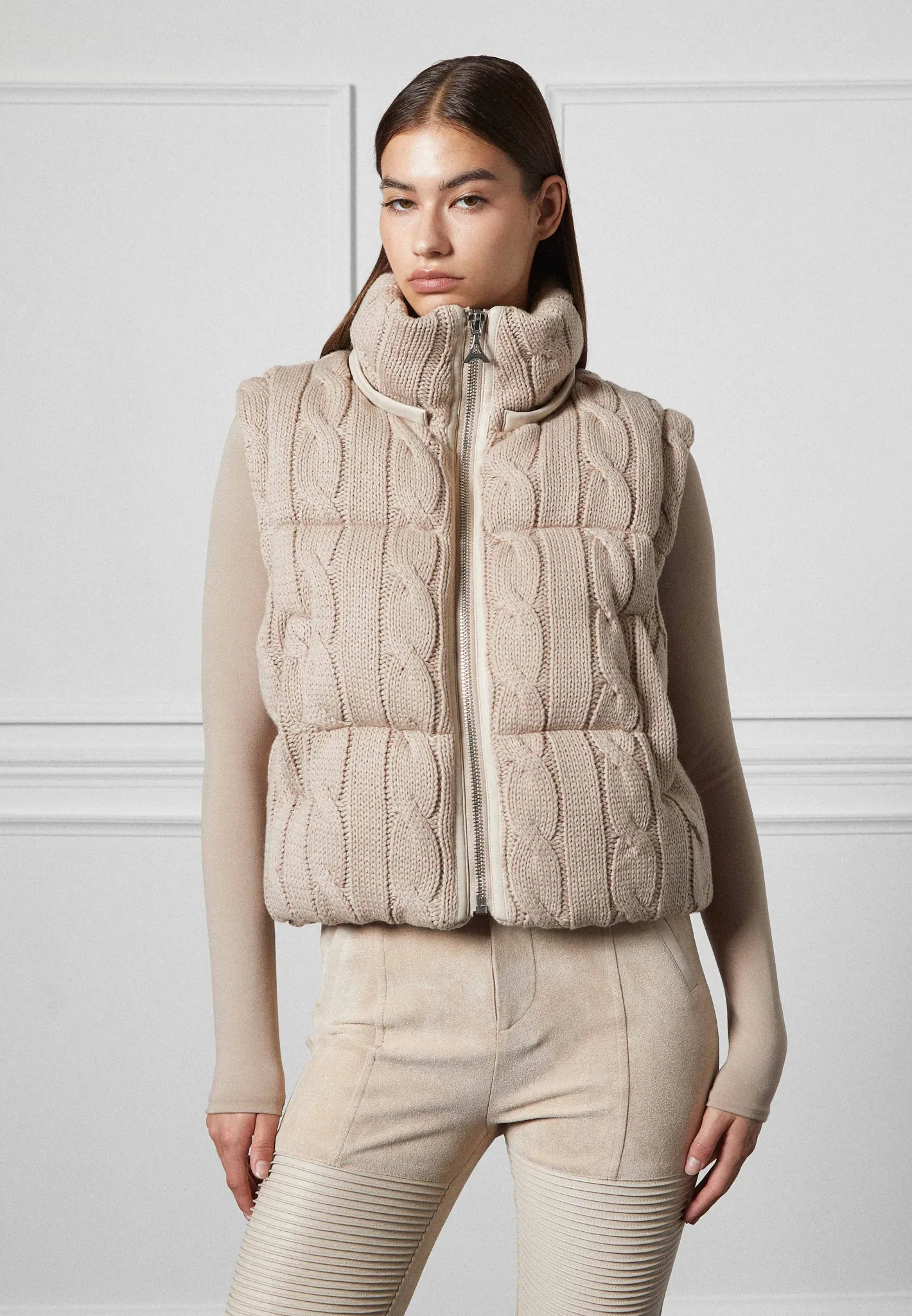 2-in-1 Cable Knit Puffer Jacket/Gilet -^Manière De Voir Hot