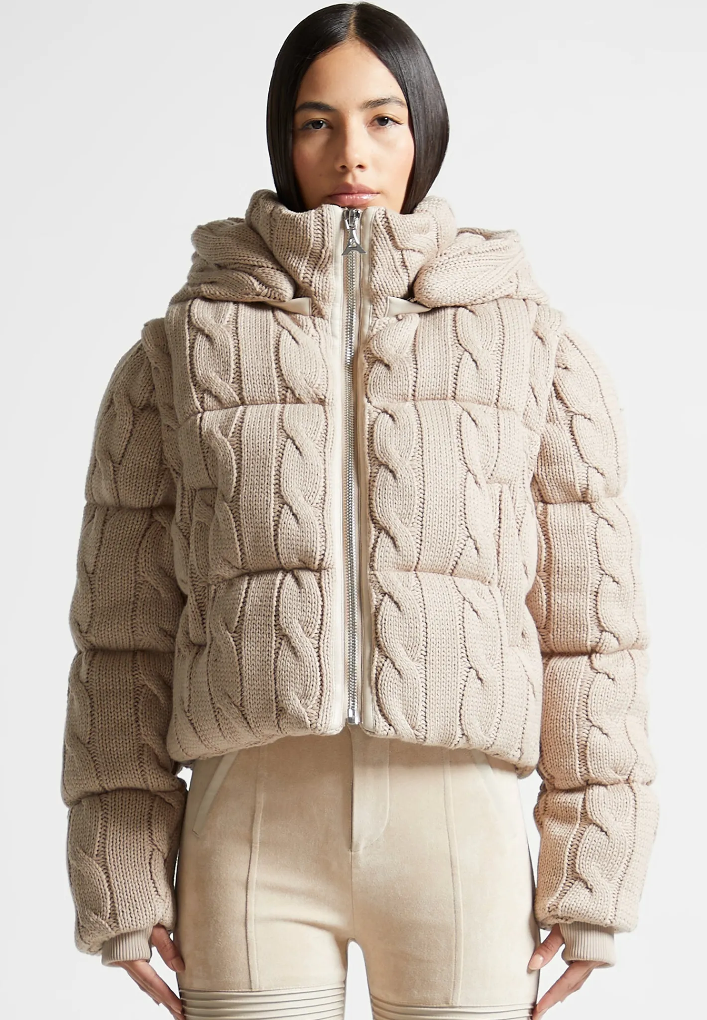 2-in-1 Cable Knit Puffer Jacket/Gilet -^Manière De Voir Hot