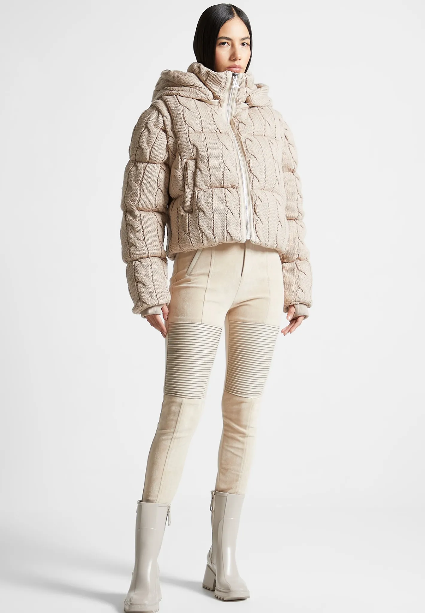 2-in-1 Cable Knit Puffer Jacket/Gilet -^Manière De Voir Hot