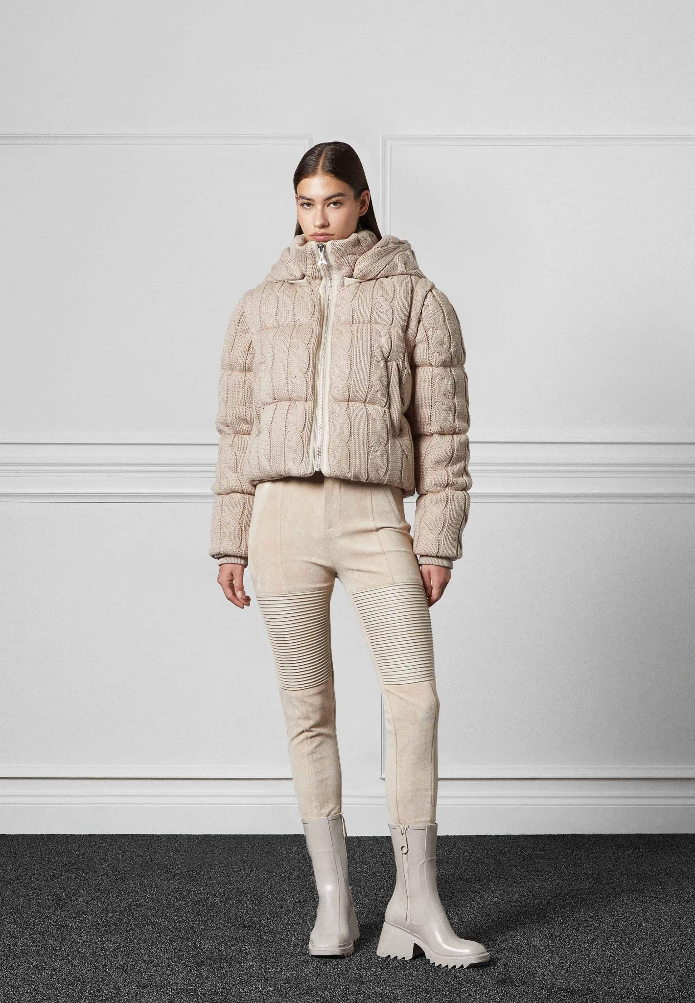 2-in-1 Cable Knit Puffer Jacket/Gilet -^Manière De Voir Hot