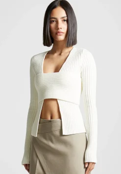 3-In-1 Knit Overlay Bandeau Cardigan - Off White^Manière De Voir Best
