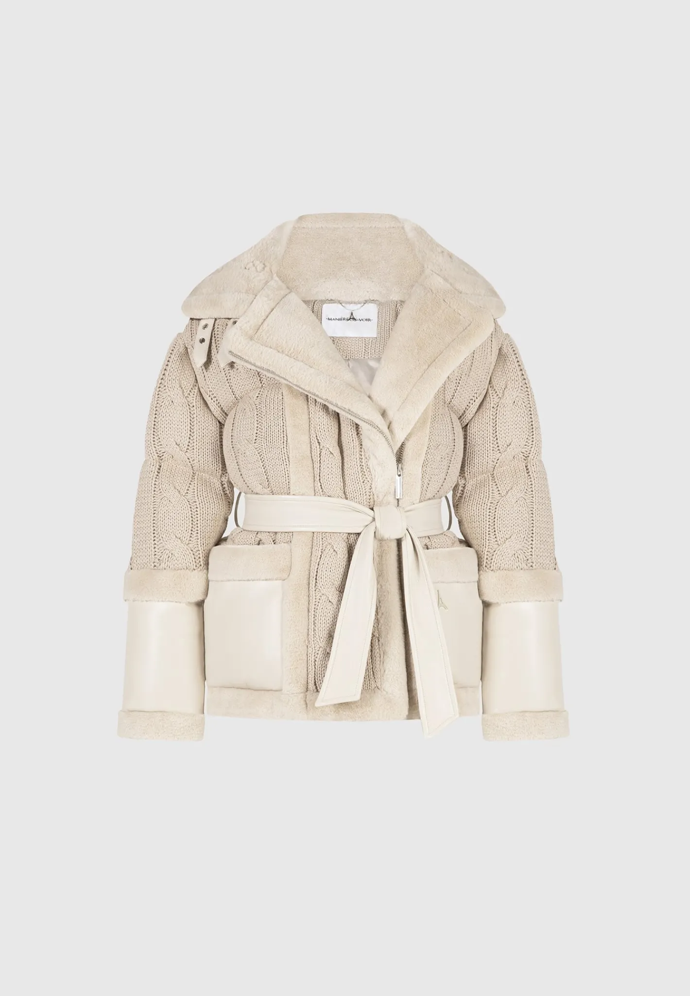 Knit and Plush Puffer Biker Jacket -^Manière De Voir Fashion