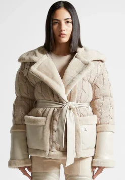 Knit and Plush Puffer Biker Jacket -^Manière De Voir Fashion