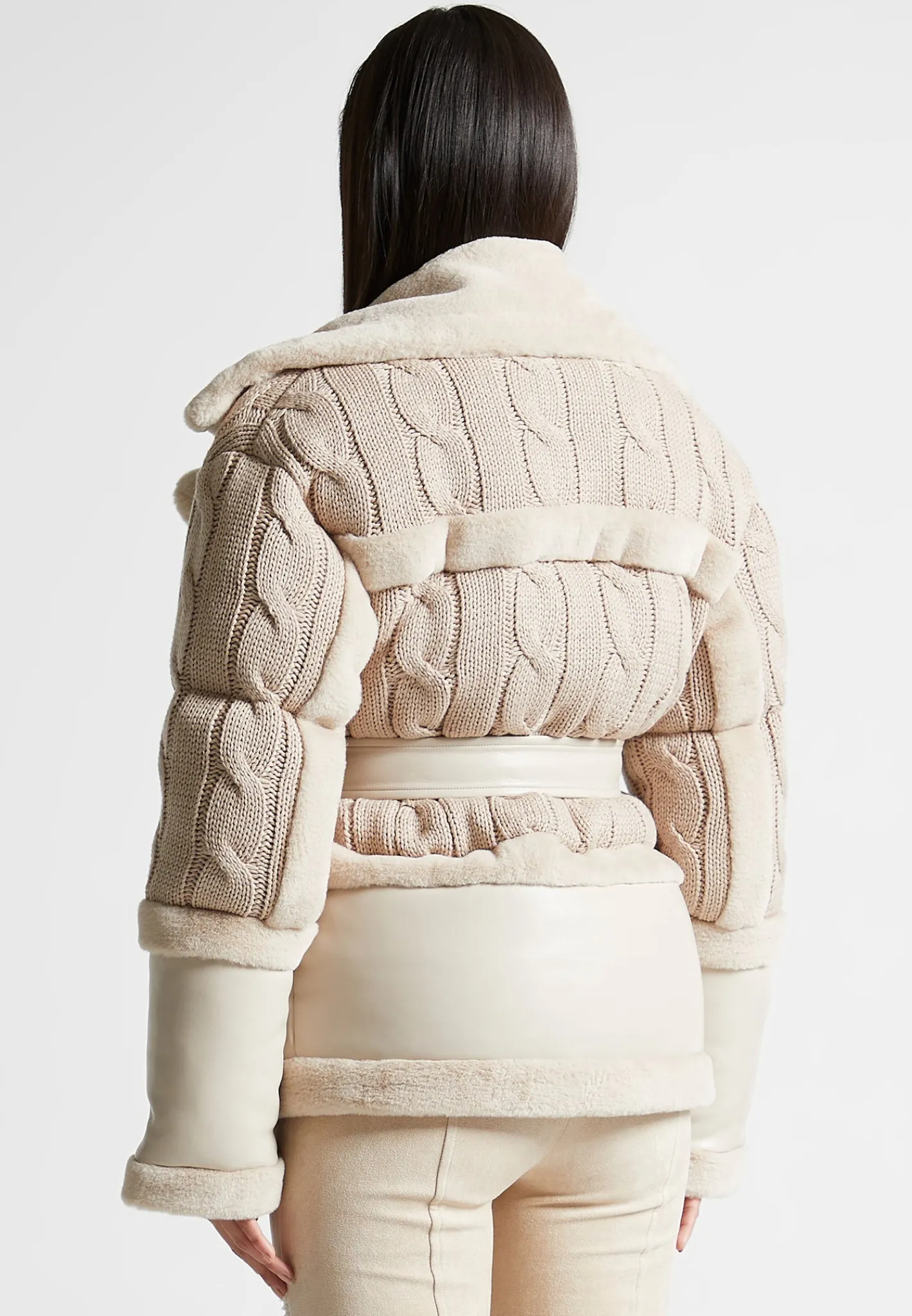 Knit and Plush Puffer Biker Jacket -^Manière De Voir Fashion
