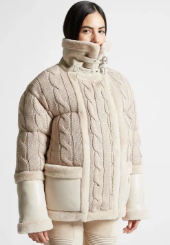Knit and Plush Puffer Biker Jacket -^Manière De Voir Fashion