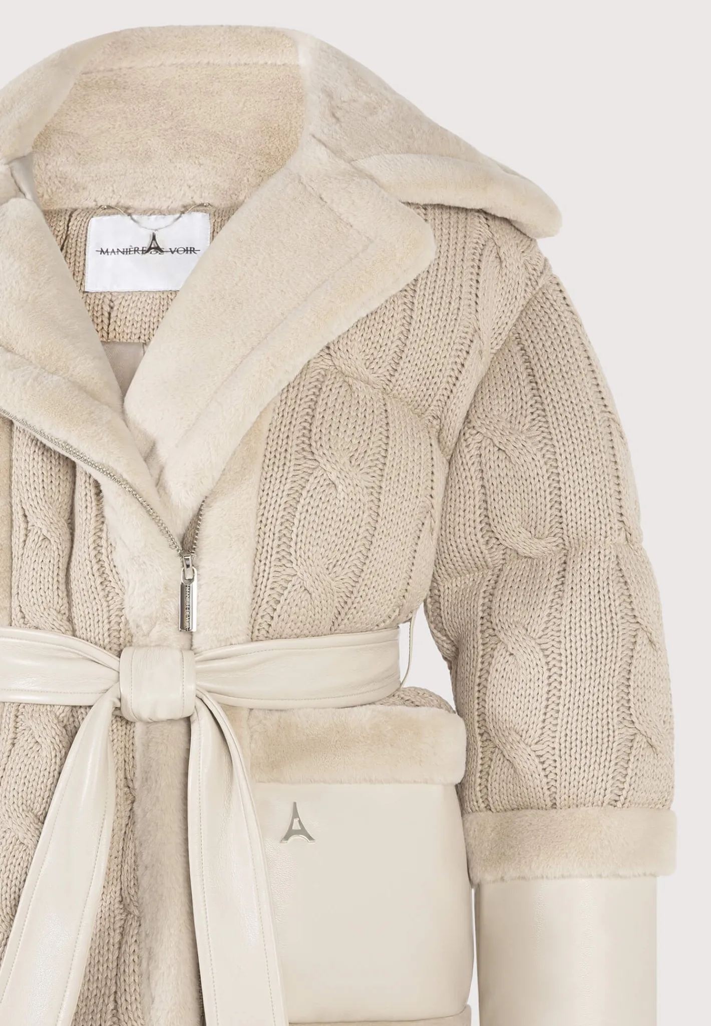 Knit and Plush Puffer Biker Jacket -^Manière De Voir Fashion