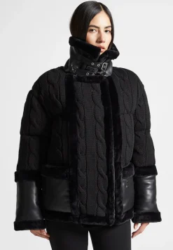 Knit and Plush Puffer Biker Jacket -^Manière De Voir Outlet