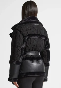 Knit and Plush Puffer Biker Jacket -^Manière De Voir Outlet
