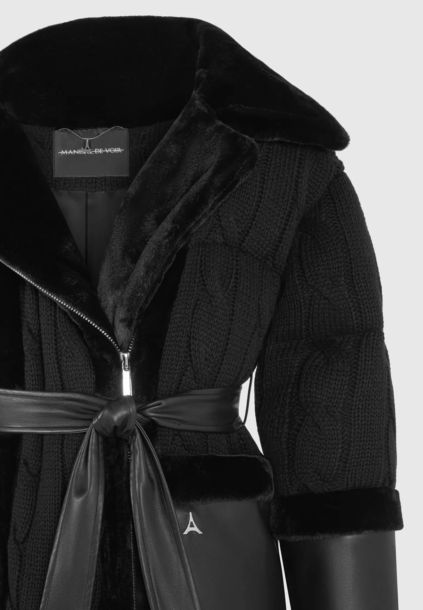 Knit and Plush Puffer Biker Jacket -^Manière De Voir Outlet