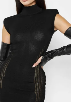 Knitted Contour Dress with Vegan Leather Sleeves -^Manière De Voir Best