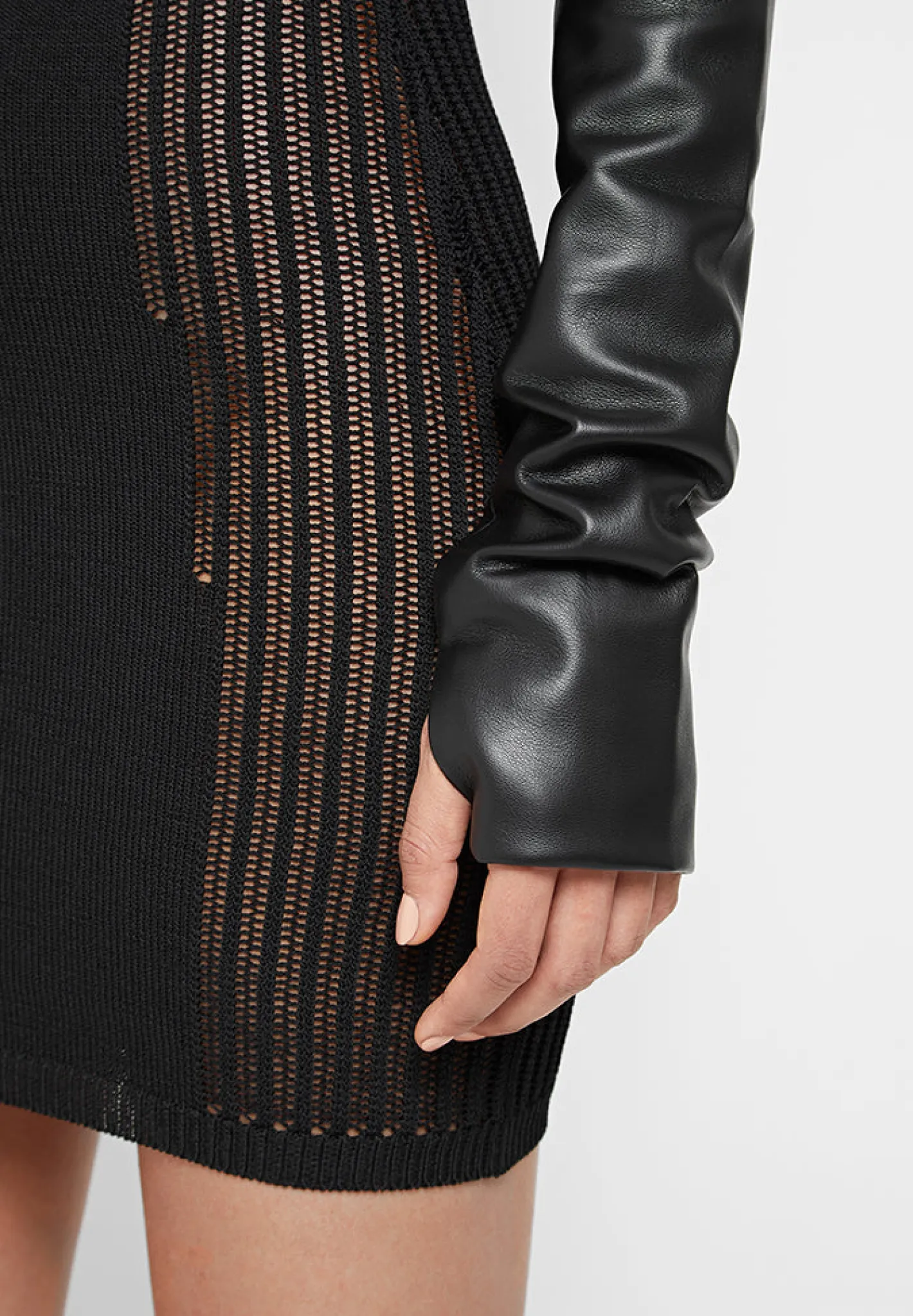 Knitted Contour Dress with Vegan Leather Sleeves -^Manière De Voir Best