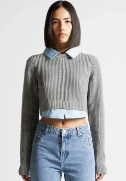 Knitted Jumper with Shirt Detail -^Manière De Voir Online