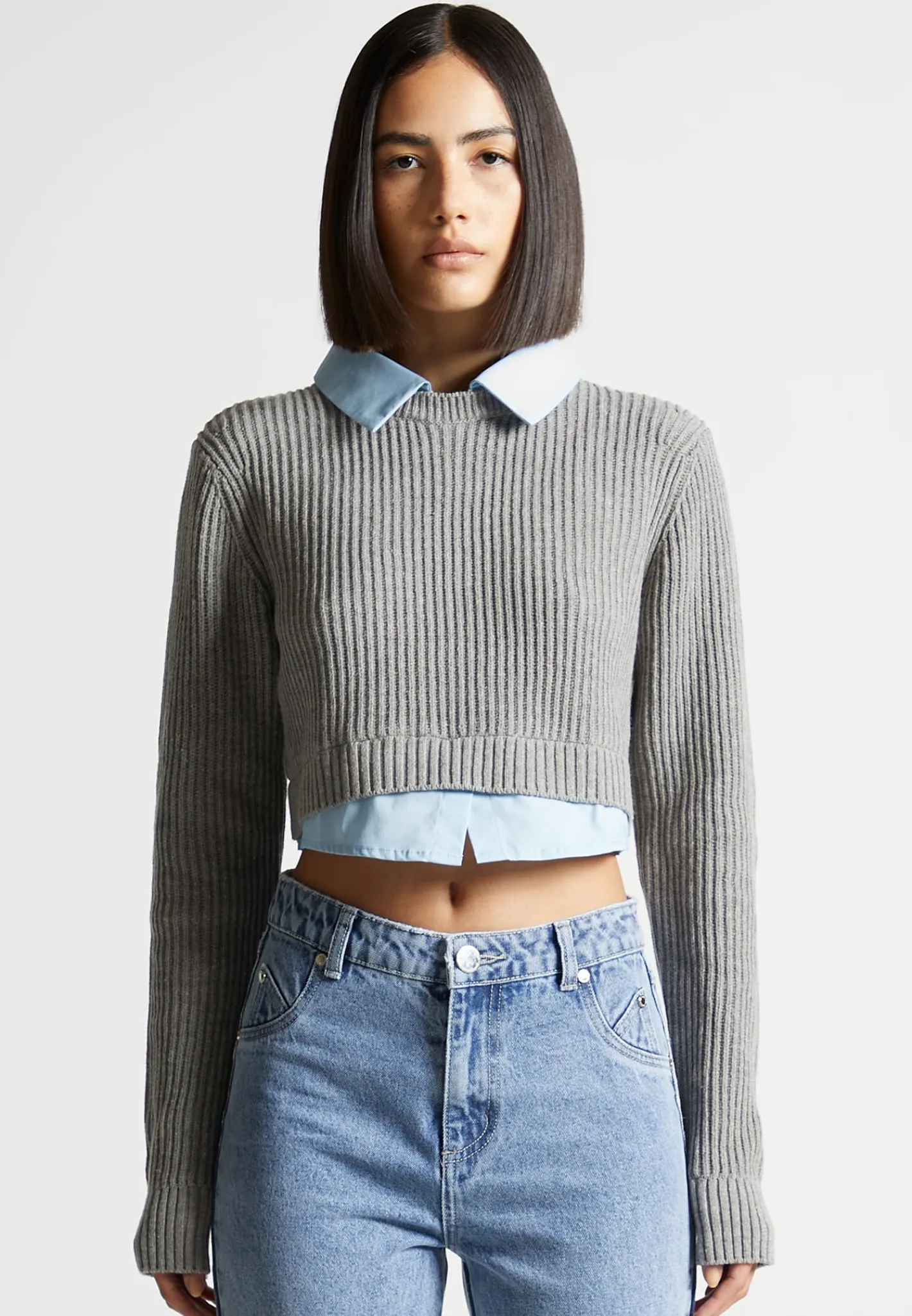 Knitted Jumper with Shirt Detail -^Manière De Voir Online