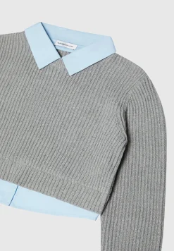Knitted Jumper with Shirt Detail -^Manière De Voir Online