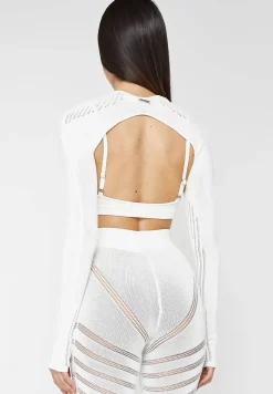 Knitted Sleeve Overlay with Bralette - White^Manière De Voir Best