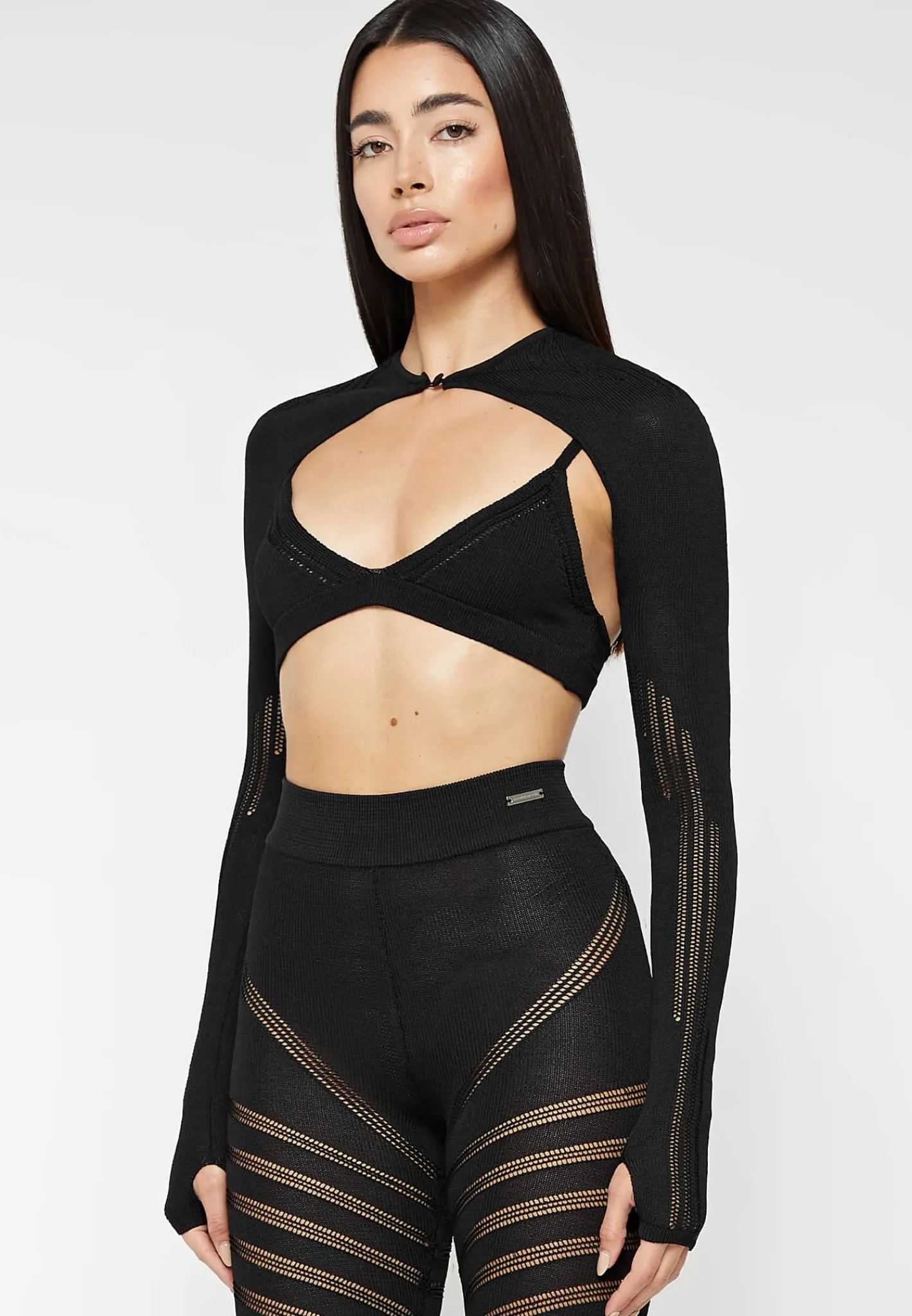 Knitted Sleeve Overlay with Bralette -^Manière De Voir Fashion