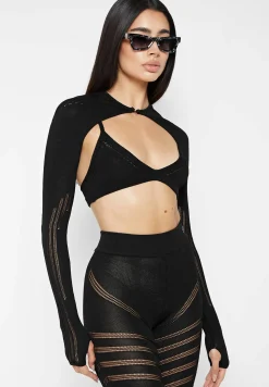 Knitted Sleeve Overlay with Bralette -^Manière De Voir Fashion