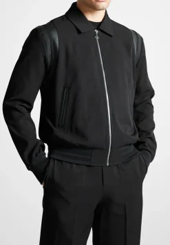 Leather Panelled Varsity Jacket -^Manière De Voir Fashion