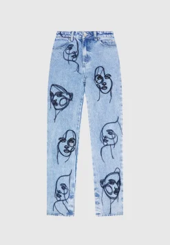 Line Art Boyfriend Jeans - Mid Blue^Manière De Voir Clearance