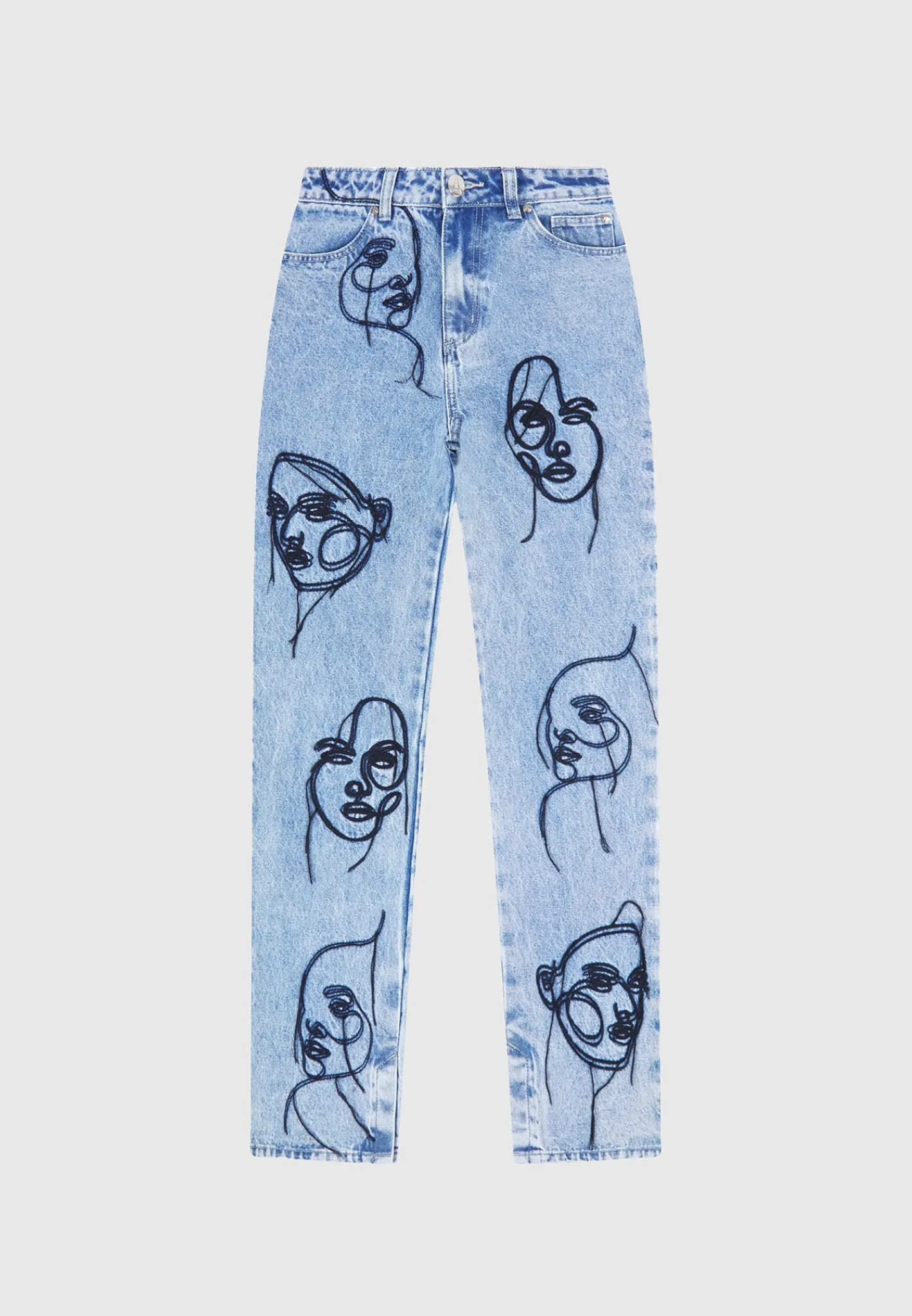 Line Art Boyfriend Jeans - Mid Blue^Manière De Voir Clearance