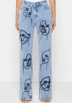 Line Art Boyfriend Jeans - Mid Blue^Manière De Voir Clearance