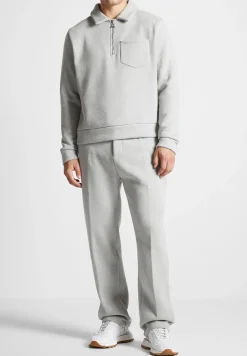 Long Sleeve Polo Zip Jumper - Light Grey Marl^Manière De Voir Sale