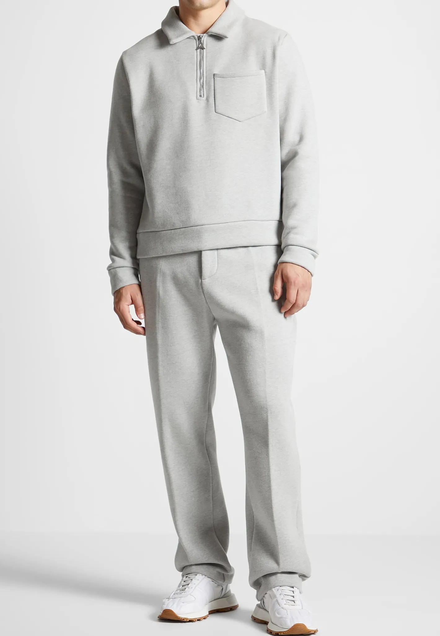 Long Sleeve Polo Zip Jumper - Light Grey Marl^Manière De Voir Sale