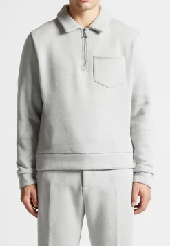Long Sleeve Polo Zip Jumper - Light Grey Marl^Manière De Voir Sale