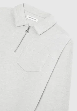 Long Sleeve Polo Zip Jumper - Light Grey Marl^Manière De Voir Sale