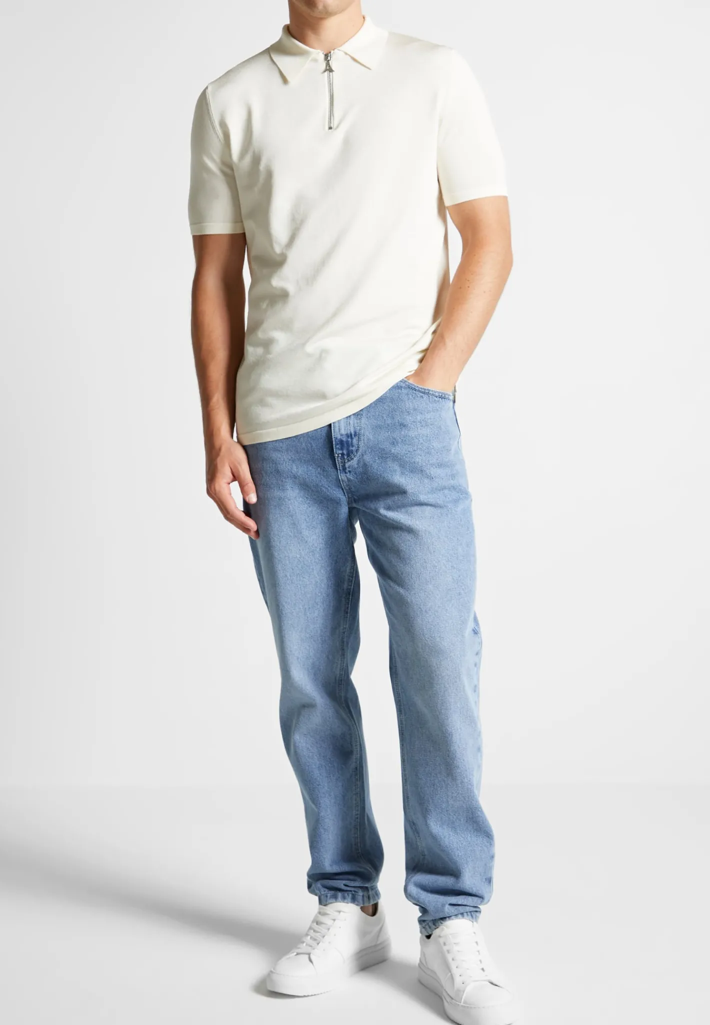 Luxe Polo Top With Zip - Off White^Manière De Voir Discount