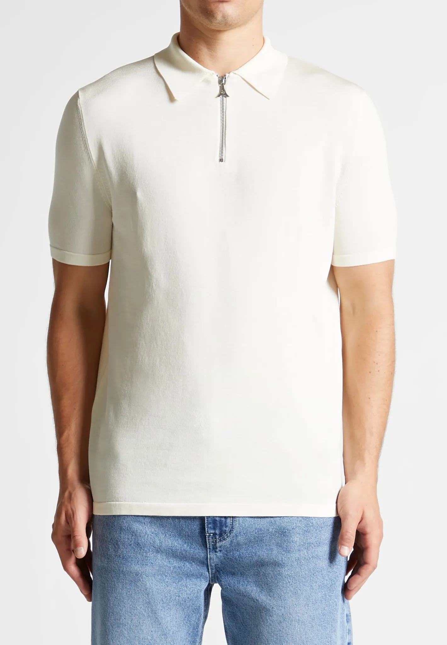 Luxe Polo Top With Zip - Off White^Manière De Voir Discount