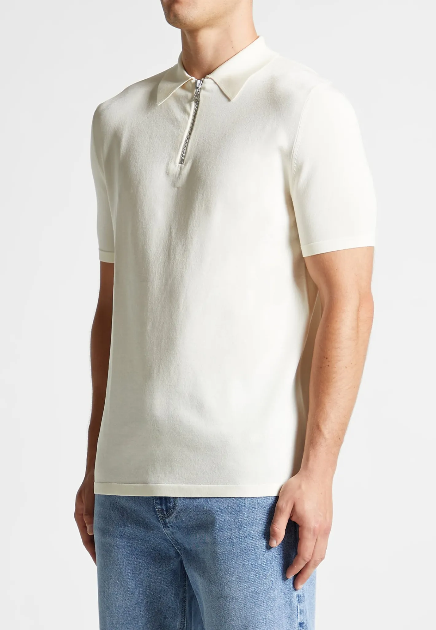 Luxe Polo Top With Zip - Off White^Manière De Voir Discount